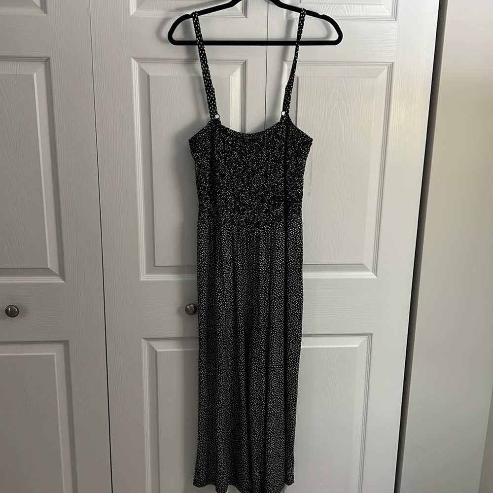 Black and white polka dot romper